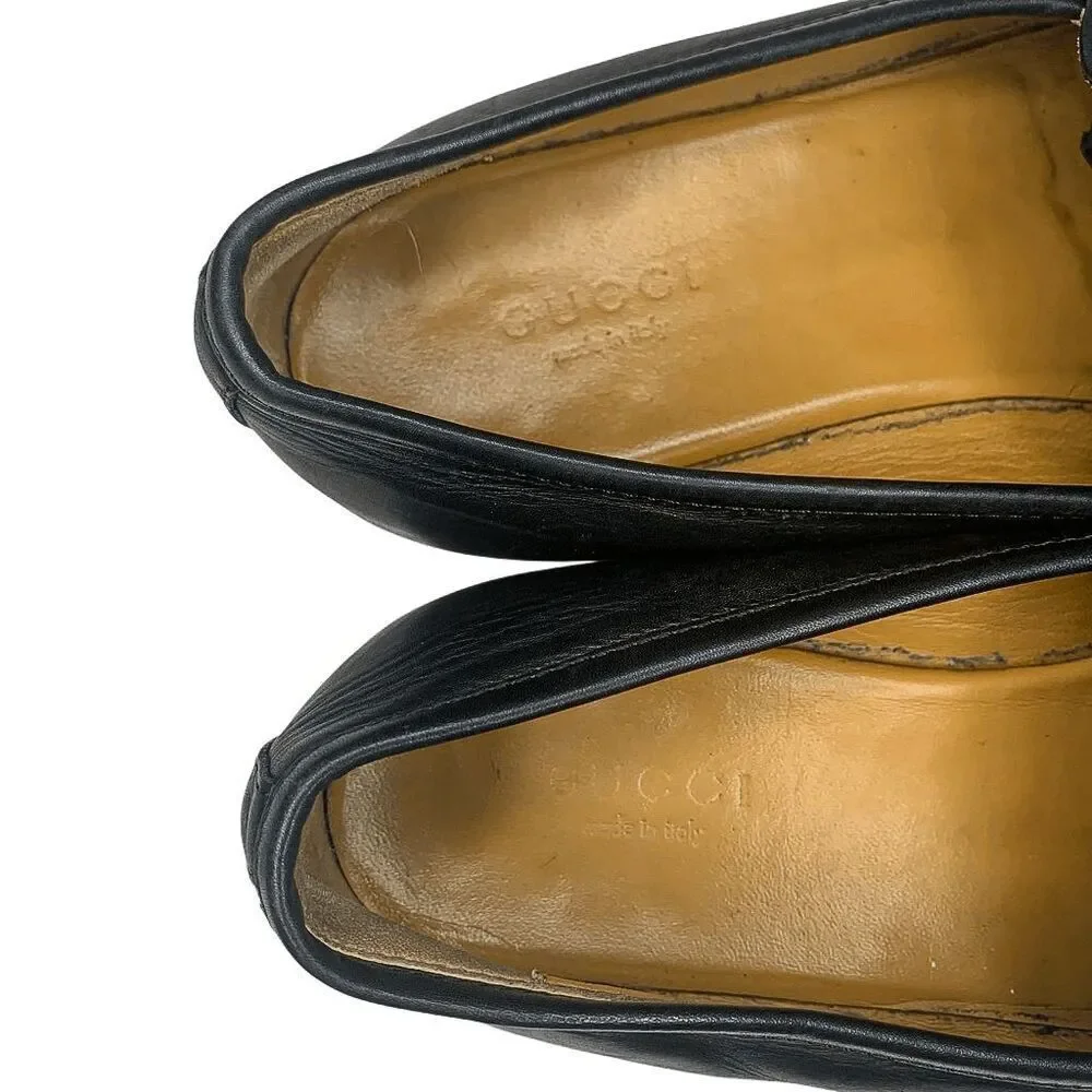 Gucci Jordaan Horsebit Loafers EU 36 US 6 Black Leather Flat Slip On Shoes